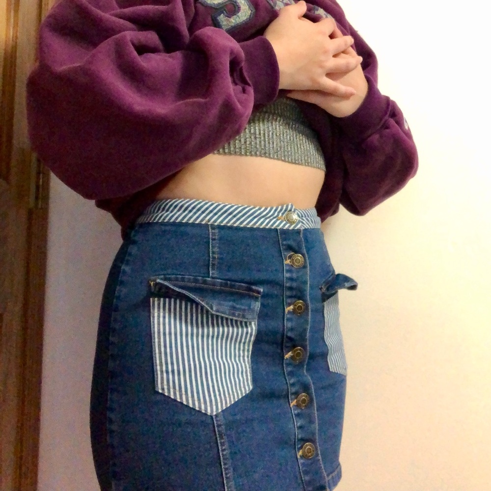 striped denim skirt!